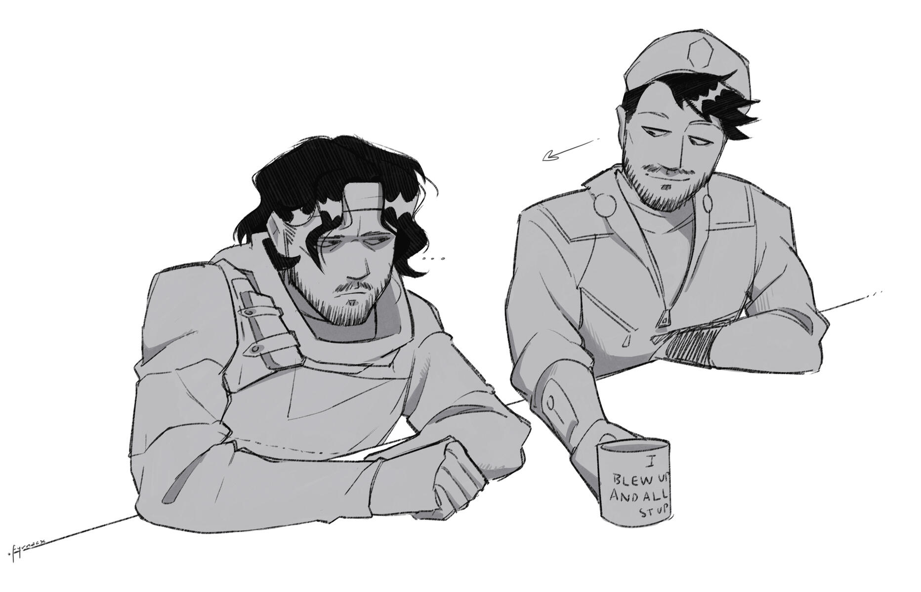 Sketch of Engie and Simon (Iron Lung, ISWM)
